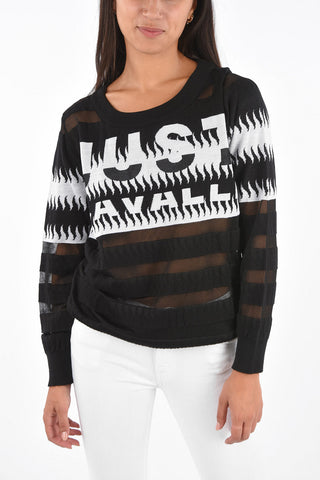 Crew-Neck Sheer Sweater