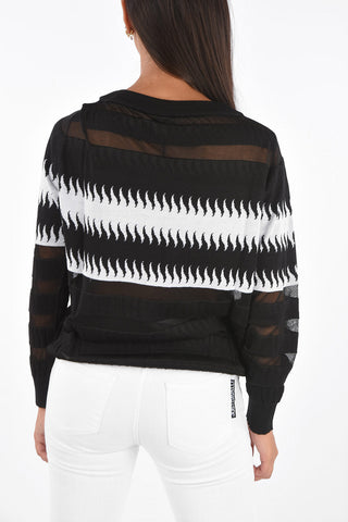 Crew-Neck Sheer Sweater
