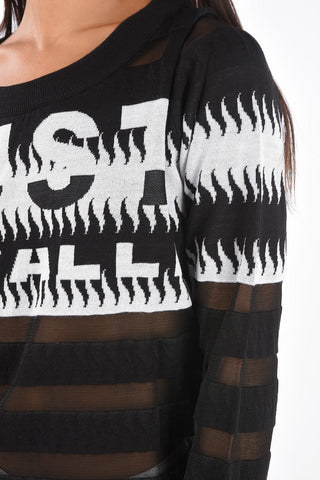 Crew-Neck Sheer Sweater