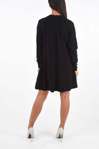 Jetted Pocket Long Sleeve Shift Dress