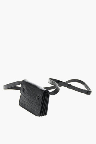 MM11 crocodile print leather crossbody mini bag