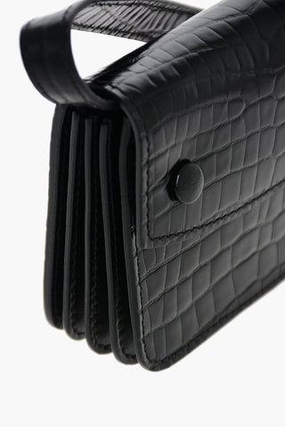 MM11 crocodile print leather crossbody mini bag