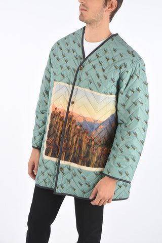 Floral Printed ISM Quilted Duster Coat