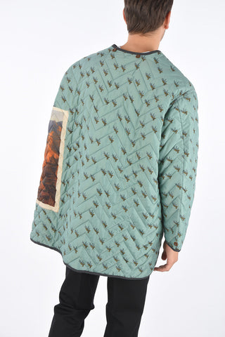 Floral Printed ISM Quilted Duster Coat