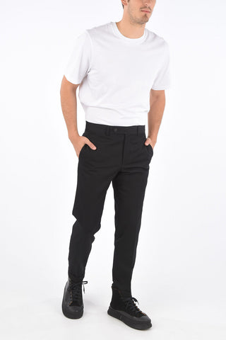 Pantaloni Regular Fit in Lana a Orlo con Risvolto