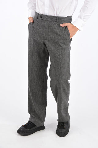 Pantaloni Gessati in Lana Vergine 