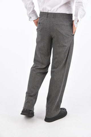 Pantaloni Gessati in Lana Vergine 