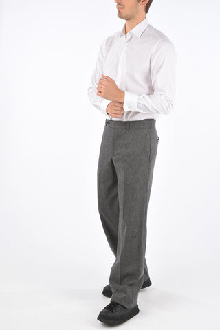Pantaloni Gessati in Lana Vergine 