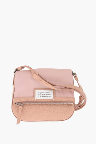 MM11 leather and fabric shoulder bag