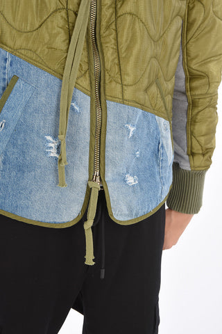 giubbotto effetto vintage con dettagli in denim