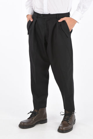 wool Mid-rise waist single pleat trousers