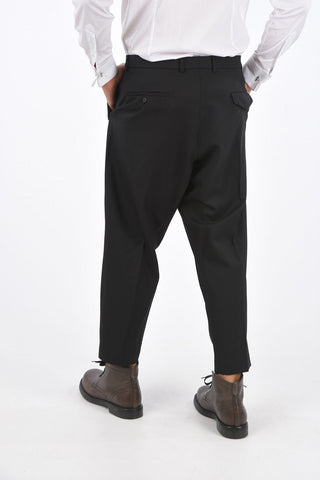 wool Mid-rise waist single pleat trousers