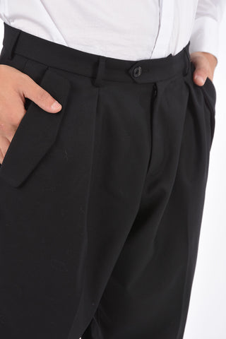 wool Mid-rise waist single pleat trousers