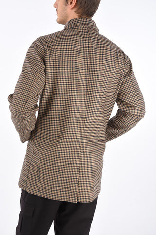 houndstooth hidden closure balmacaan coat