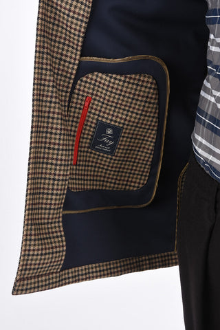 houndstooth hidden closure balmacaan coat