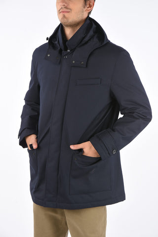 hidden closure outerwear jacket with hood