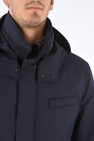 hidden closure outerwear jacket with hood