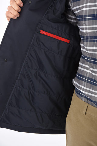 hidden closure outerwear jacket with hood