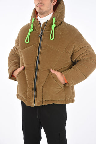 corduroy down jacket with hood