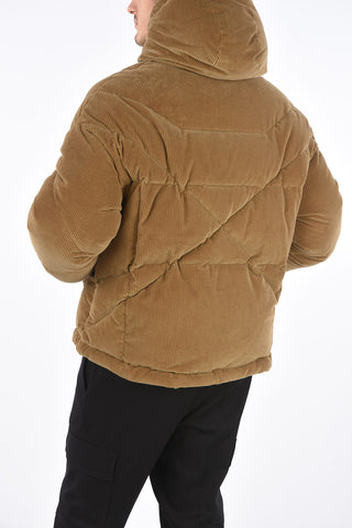 corduroy down jacket with hood
