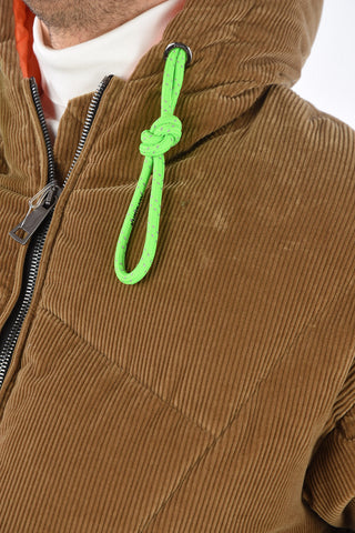 corduroy down jacket with hood