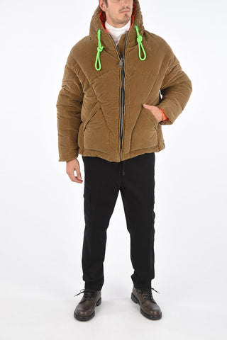 corduroy down jacket with hood