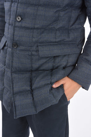 district check down jacket with zip closure