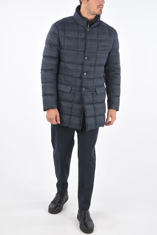 district check down jacket with zip closure