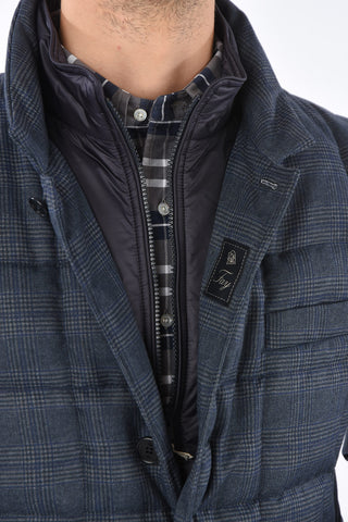 district check down jacket with zip closure