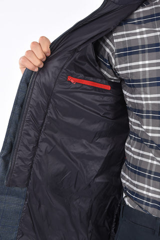 district check down jacket with zip closure