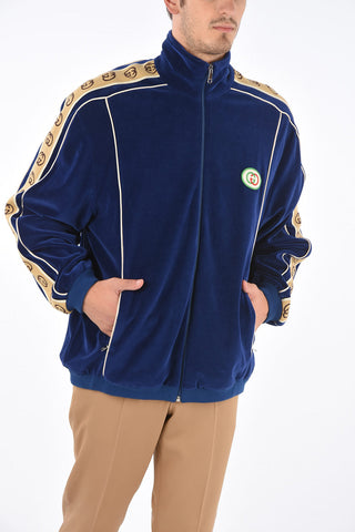velvet half zip mock-neck sweatshirt