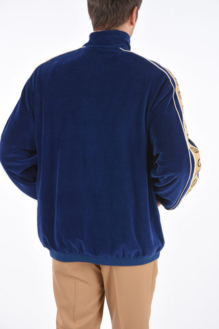 velvet half zip mock-neck sweatshirt