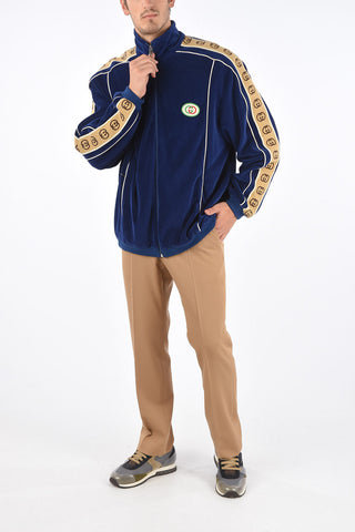 velvet half zip mock-neck sweatshirt
