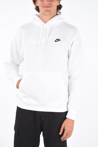 Felpa Hoodie in Tinta Unita con Logo a Contrasto