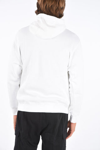Felpa Hoodie in Tinta Unita con Logo a Contrasto