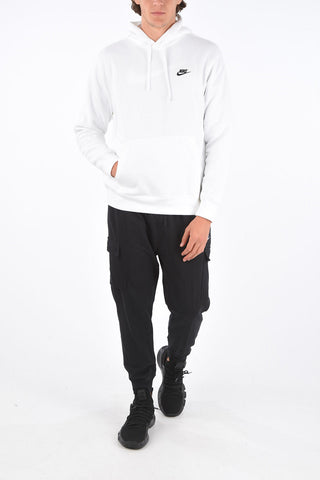 Felpa Hoodie in Tinta Unita con Logo a Contrasto