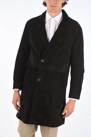 suede leather double breasted jacket