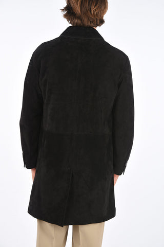 suede leather double breasted jacket