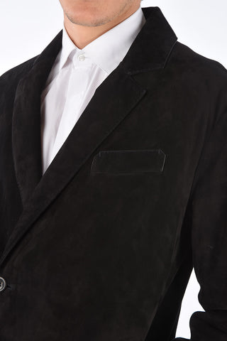 suede leather double breasted jacket