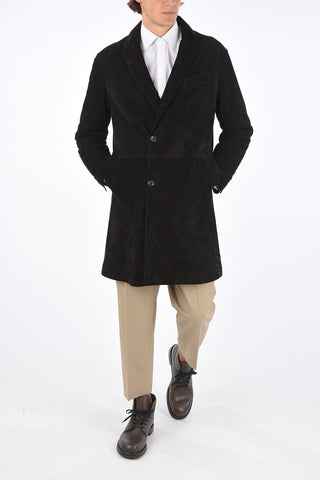 suede leather double breasted jacket