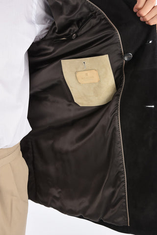 suede leather double breasted jacket