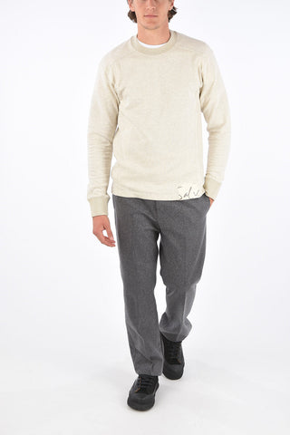 Felpa Girocollo in Cotone Melange con Patch 