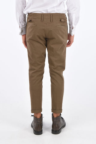 Cotton stretch single pleat trousers