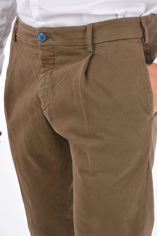 Cotton stretch single pleat trousers
