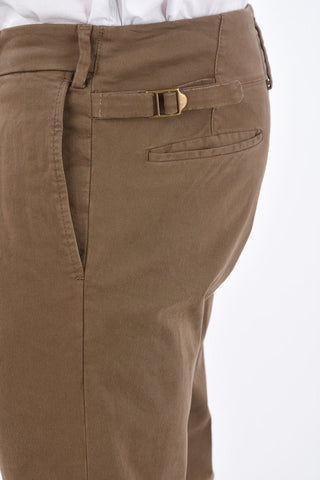 Cotton stretch single pleat trousers