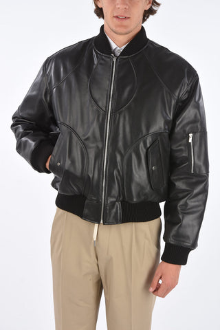 leather full zip bomber