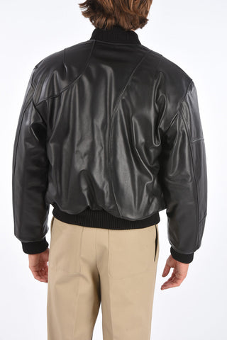 leather full zip bomber