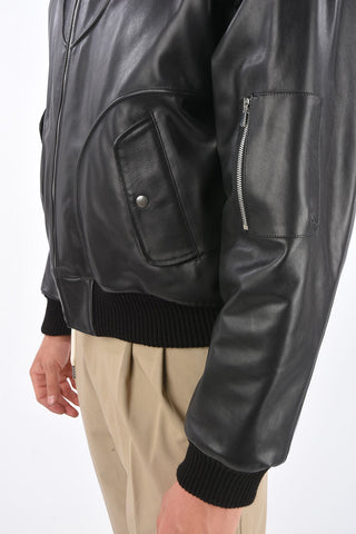 leather full zip bomber