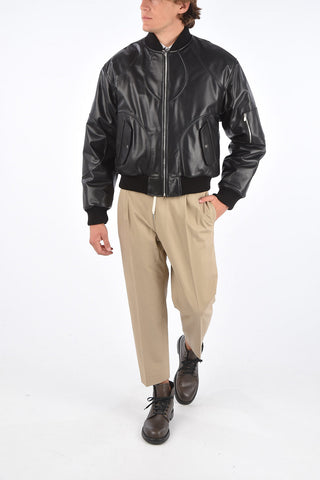 leather full zip bomber