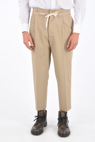 cotton double pleat trousers